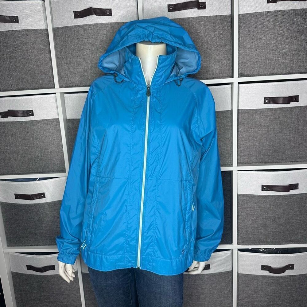 Columbia Omni-Shield Blue Outdoor Packable Windbreaker Rain Jacket Size Medium